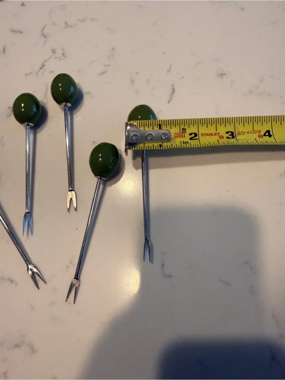 Vtg. Olive Cocktail Picks Set of 6 Green Pimento Martini Barware Appetizer Forks